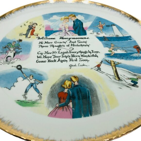 Vintage MCM Honey-Moon-ers Poem Decorative Plate - Picture 5 of 6
